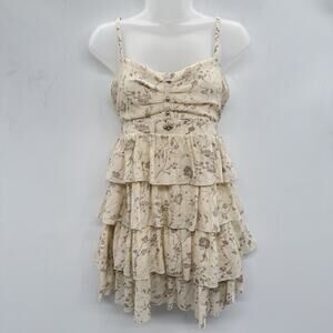 Vintage Y2K xxi Tiered Babydoll Top Sz L Cream Shimmer Romantic Boho Coquette